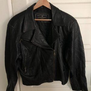 Express Genuine Leather Vintage Moto Jacket